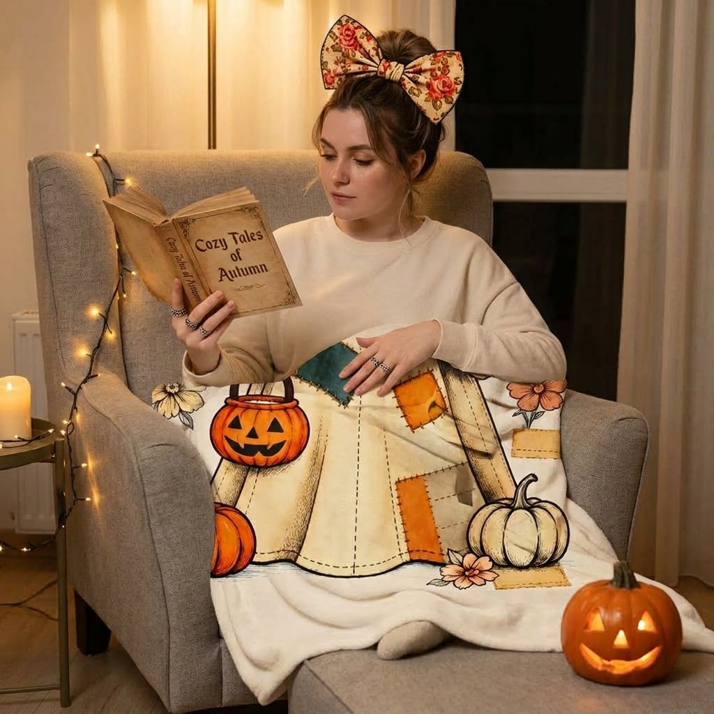 Cozy Halloween Patchwork Throw Blanket