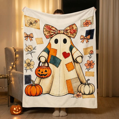 Cozy Halloween Patchwork Throw Blanket