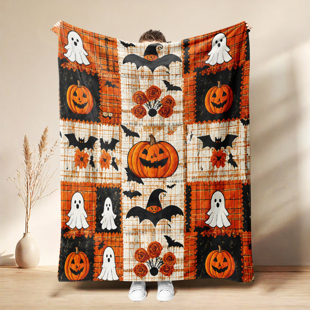 Cozy Halloween Patchwork Throw Blanket