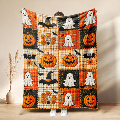 Cozy Halloween Patchwork Throw Blanket