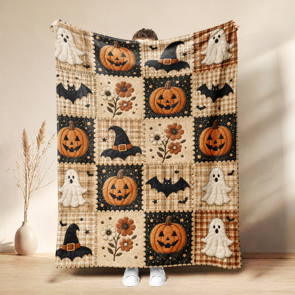 Cozy Halloween Patchwork Throw Blanket